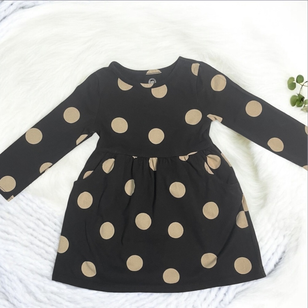 Wonder Nation Black and Cream Polka Dot Dress